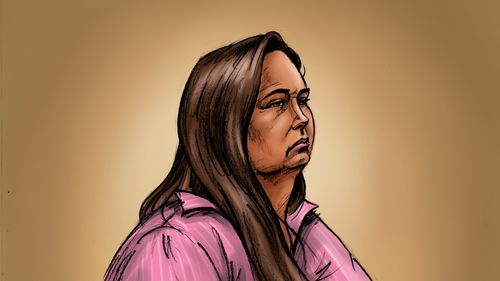 A courtroom sketch of Erin Patterson.