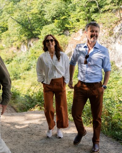 King Frederik and Queen Mary of Denmark on the island of Bornholm during their summer cruise on the royal yacht Dannebrog, Monday August 19 2024.