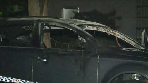 A car was found on fire shortly after the shooting. (9NEWS)