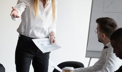 Business meeting in a board room