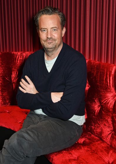 Matthew Perry poses at a photocall for "The End Of Longing", a new play which he wrote and stars in at The Playhouse Theatre, on February 8, 2016 in London, England.  