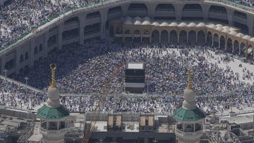 The Grand Mosque, during the annual Hajj pilgrimage in Mecca, Saudi Arabia