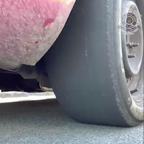 While the driver wasn't charged for any limb-based offences, he was given several fines for multiple defects found on his vehicle, including three bald tyres.