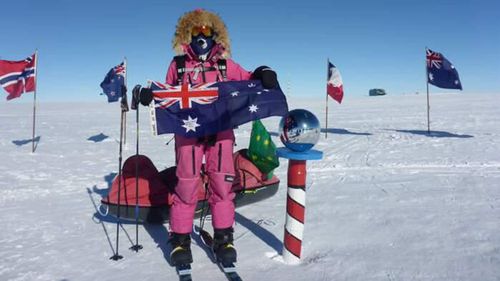 Jade Hameister at the South Pole. Photo: Facebook