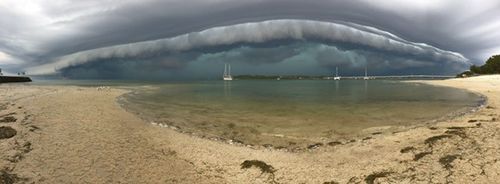 The storm as it approached Bribie Island.