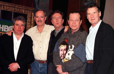 Monty python stars from left to right: Terry Gilliam, John Cleese, Eric Idle, Terry Jones And Michael Palin in 1998.