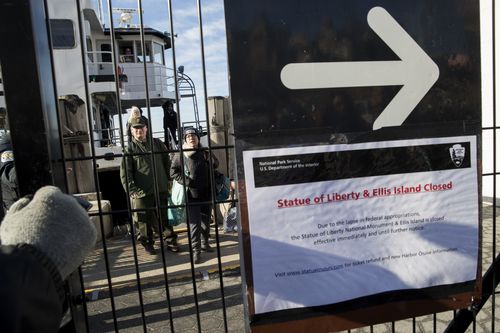 The National Park Service announced that the Statue of Liberty and Ellis Island would be closed yesterday "due to a lapse in appropriations". (AAP)