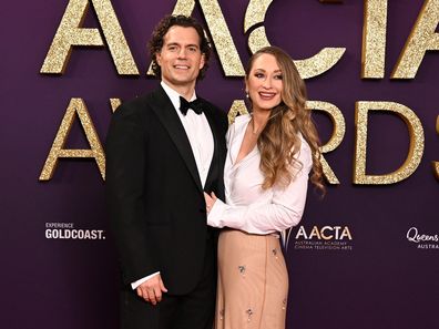 Henry Cavill and Natalie Viscuso attend the 2025 AACTA Awards on February 7, 2025 on the Gold Coast, Australia. 