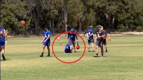 West Coast&#x27;s No.1 draft pick Harley Reid goes down at training.
