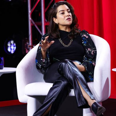 LOS ANGELES, CALIFORNIA - NOVEMBER 02: Reshma Saujani speaks onstage during day one of CareFest at UCLA Meyer and Renee Luskin Conference Center on November 02, 2023 in Los Angeles, California. (Photo by Phillip Faraone/Getty Images for Caring Across Generations)