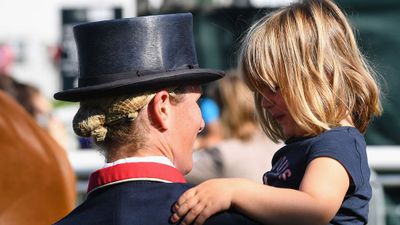 Mia Tindall cheers on Zara Phillips during horse trials, September 2017