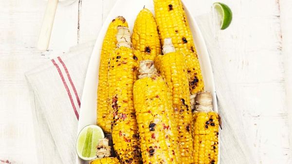 Barbecued sweetcorn with chilli, lime & herb butter