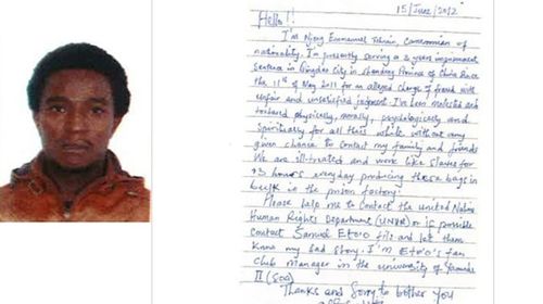 Prison slave hid note in luxury shop's bag