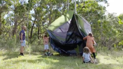 Parental Guidance Season 1: The Free Range tent blows away. 