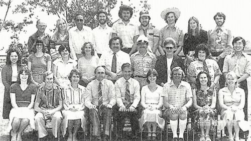 An old class photo shows Frank Urbancic in a fresh white shirt with a scruffy postgrad beard. (9NEWS)