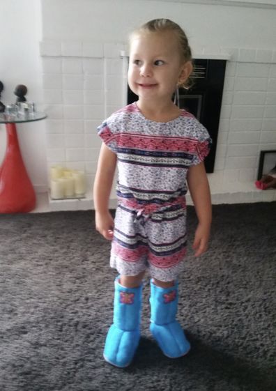 Mia-Rose has to wear large, roomy shoes due to her congenital lymphoedema.