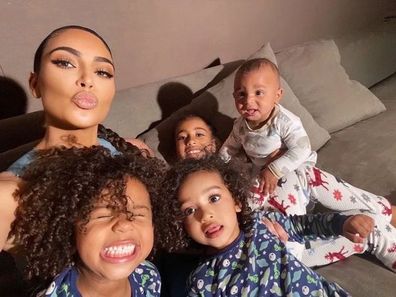 Kim Kardashian with her children North, Saint, Chicago and Psalm.