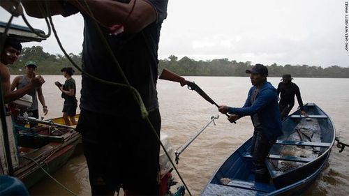 Indigenous groups search for missing British journalist Dom Phillips and Brazilian Indigenous affairs specialist Bruno Pereira on the Itaquaí River in Brazil's Javari Valley on Thursday.