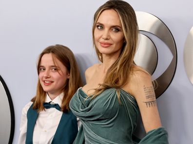 Vivienne Jolie-Pitt and Angelina Jolie attend the 77th Annual Tony Awards at David H. Koch Theater at Lincoln Center on June 16, 2024