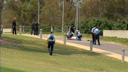 Parliament House in Canberra went into lockdown while the threat remained. (9NEWS)
