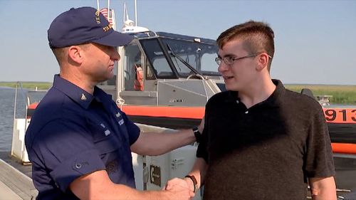 A US Coast Guard search party was launched to rescue Blake, however he eventually floated towards a nearby golf course and received help from there. Picture: CNN.