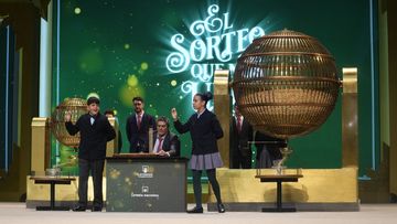 Children from Madrid&#x27;s San Ildefonso school sing out the numbers from one of the main prizes from awarded lottery balls at Madrid&#x27;s Teatro Real opera house during Spain&#x27;s bumper Christmas lottery draw known as El Gordo, or The Fat One, in Madrid, Spain, Friday, Dec. 22, 2023. 
