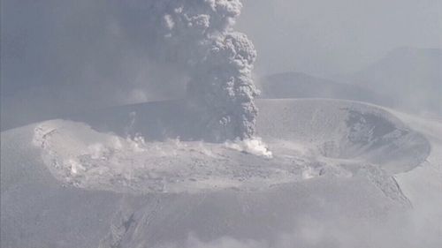 Black smoke is pouring from a volcano in Japan that has erupted for the first time in six years. 
