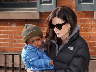 Sandra Bullock is seen carrying her son, Louis Bardo Bullock NON-EXCLUSIVE January 20, 2011 New York, New York