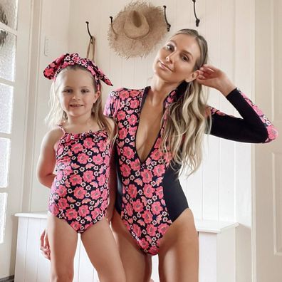 Marcia Leone, AKA notsomumsy, in one of Infamous Swim's matching sets with her daughter.
