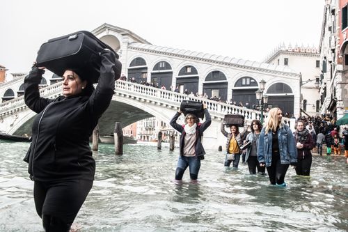 Three-quarters of Venice is underwater thanks to an exceptionally high tide.