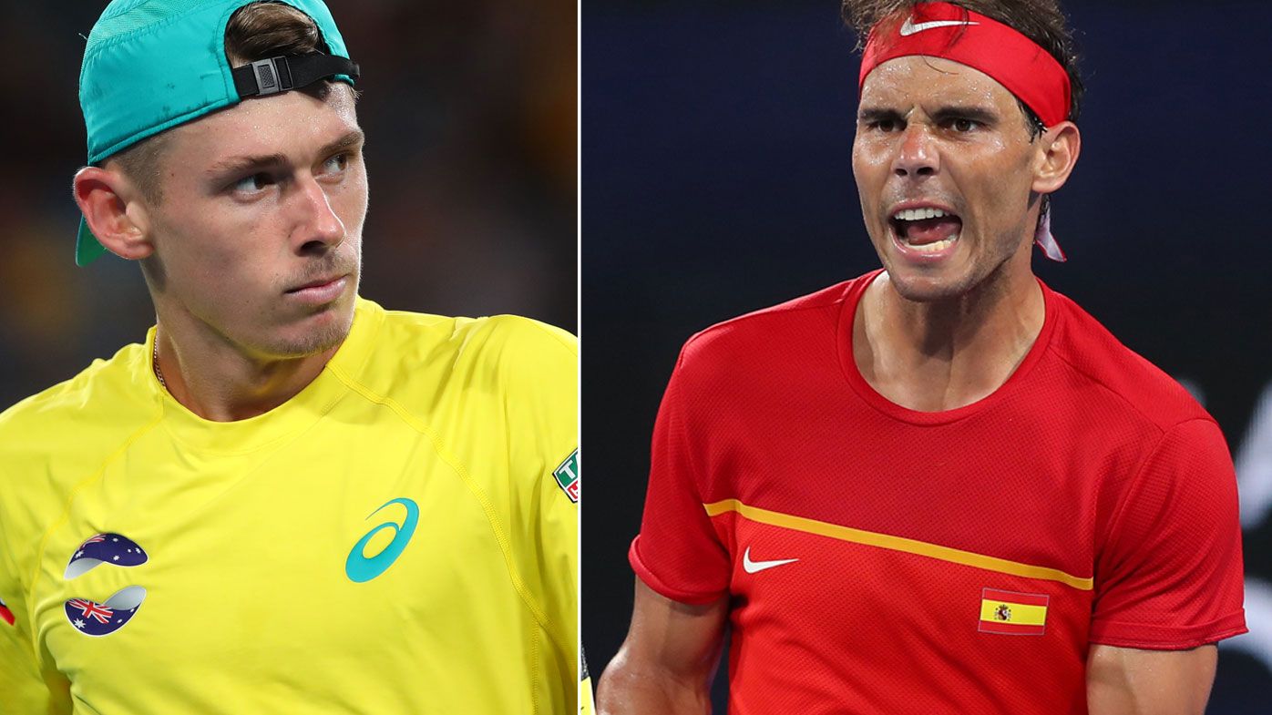 Alex de Minaur of Australia looks on during his semi-final singles match against Rafael Nadal 