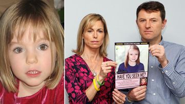 Missing British girl Madeleine McCann, and her parents Kate and Gerry.