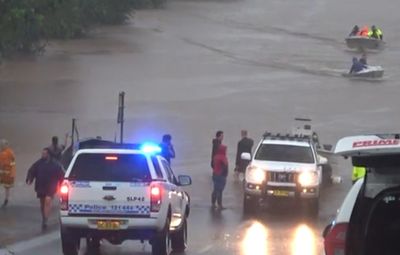 Roads submerged during flooding