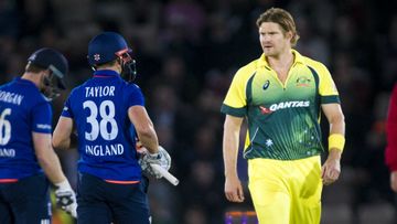 Shane Watson exchanged words with James Taylor after the Englishman's dismissal. (AAP)