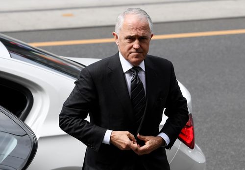 Malcolm Turnbull arrives for the State Funeral of Sir Ninian Stephen St Paul's Cathedral.
