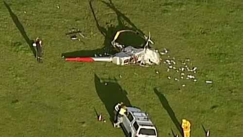 A helicopter crashed with two people on board.