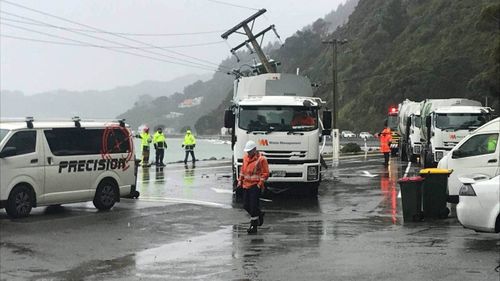 The truck backed into a power pole near the Challenge service station at Sunshine Bay.