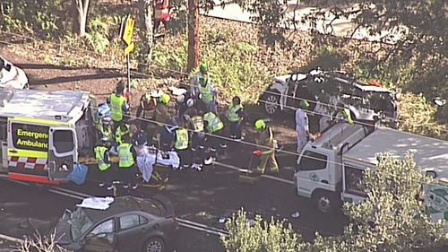 The three trapped passengers are all being transported to hospital in critical conditions. Picture: 9NEWS.