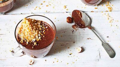 Click through for our&nbsp;<a href="http://kitchen.nine.com.au/2016/05/13/12/58/frangelico-chocolate-pots-with-hazelnut-praline" target="_top">Frangelico chocolate pots with hazelnut praline</a>&nbsp;recipe