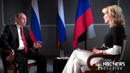 Russian President Vladimir Putin sits with Megyn Kelly. Source: NBC