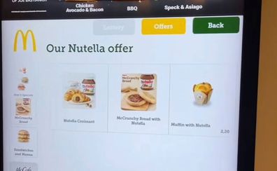 McDonald's Italian ha un menu di dessert dedicato alla Nutella.