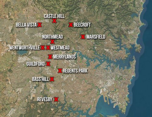 Police have targeted 15 properties in Sydney's north west. (9NEWS)