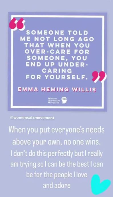 Bruce Willis' wife Emma Heming shares message about self-care.
