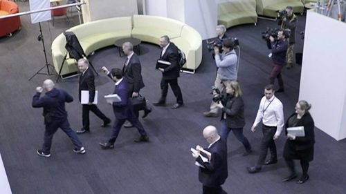 Australia's Federal Police enter the ABC offices in Ultimo, Sydney.