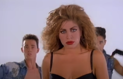 Taylor Dayne in the music video for her 1988 hit 'Tell It To My Heart'.