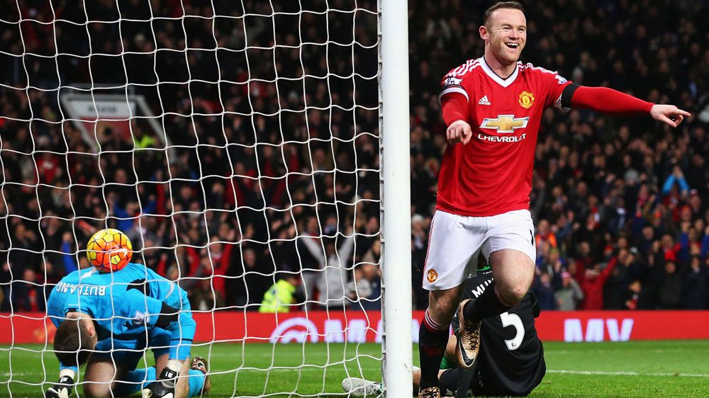 Wayne Rooney celebrates scoring for Manchester United. (Getty)