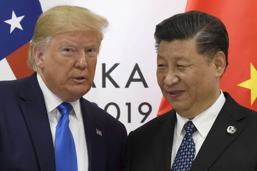 US President Donald Trump with Chinese President Xi Jinping during a meeting on the sidelines of the 2019 G-20 summit in Osaka. 