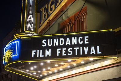 The marquee of the Egyptian Theatre appears during the Sundance Film Festival in Park City, Utah on Jan. 28, 2020.  