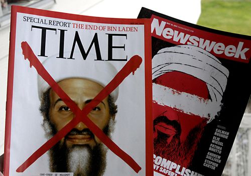 American News magazines Time and Newsweek report on the death of Osama bin Laden. (Getty)