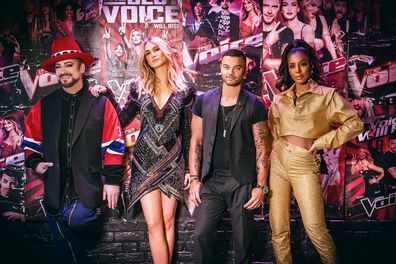 Boy George, Delta Goodrem, Guy Sebastian and Kelly Rowland on The Voice